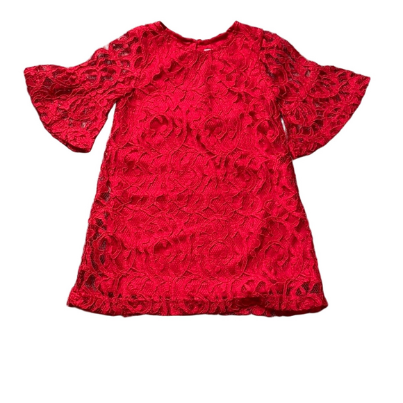 💕HP💕 Red Lace Bell-Sleeve Dress - Picture 3 of 5